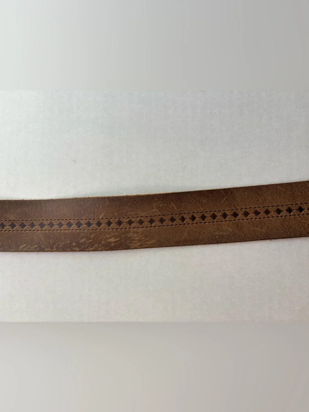 Lucky Brand Brown Wide Leather Belt Square Brass Buckle - Size 32 BK M0201